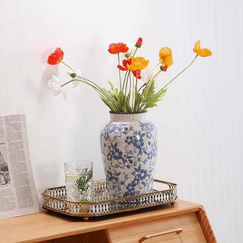 Blue Floral Ceramic Vase - Image 3