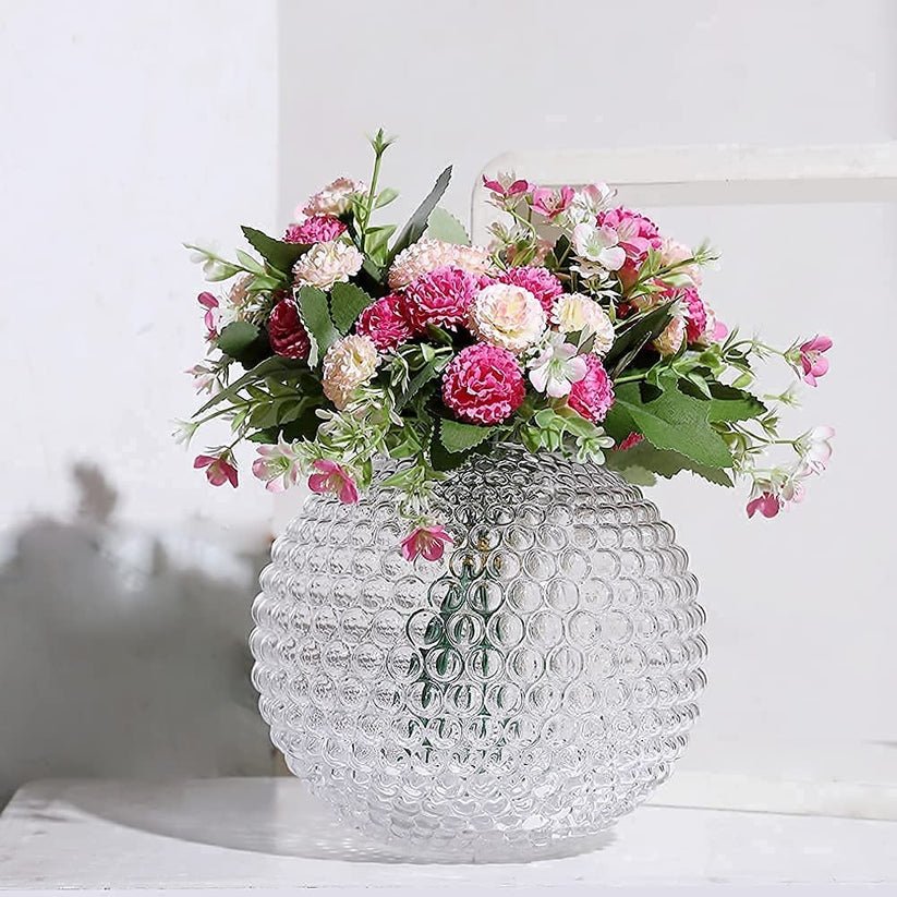 Clear Textured Glass Vase - Image 5