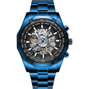 Men's Skeleton Automatic Mechanical Watch Hollow Dial Stainless Steel Band