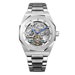 Men's Skeleton Automatic Mechanical Watch Stainless Steel Bracelet, Hollow Dial Design